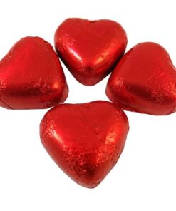 Red Foiled Milk Chocolate Hearts 100g