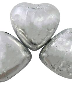 Silver Foiled Milk Chocolate Hearts 100g