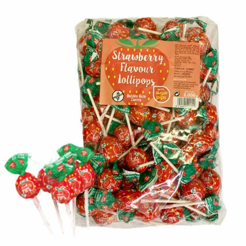 Bubblegum Strawberry Sugar Pip Lollipop