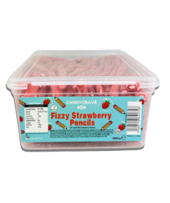 Candycrave Sour Strawberry Pencils Tub 100 Count